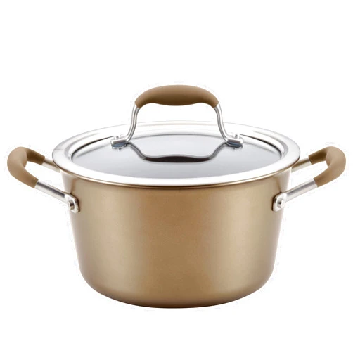 Anolon Advanced Home Hard-Anodized Nonstick Tapered Sauce Pan/Saucepot, 4.5-Quart (Bronze)