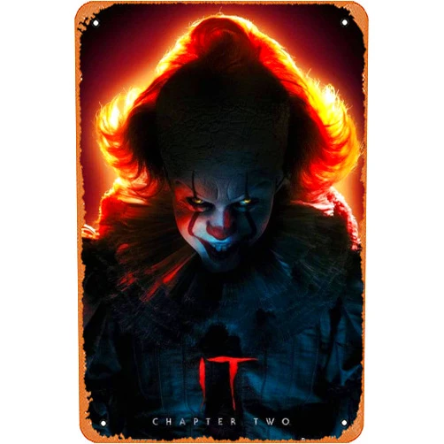 Muecddoa Retro Metal Sign GBeye It Pennywise Poster Vintage Tin Sign,Comic Style,Funny Signs,Film Movie Cinema Theater,Man Cave,Garage,Musical Pub,Brewery,Cafe,Wall Decor,Art 12x8 Inch