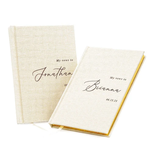 MUUJEE Vow Books Set of 2 (My Vows To Design) - Custom Hard Cover Luxury Modern Wedding Ceremony or Vow Renewal Booklets, Bride Groom Gifts, Engagement Party or Reception Speech Notes