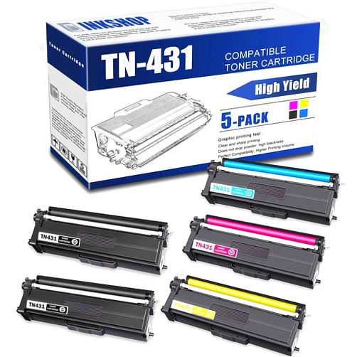 INKSHOP TN431 Compatible TN-431BK TN-431C TN-431Y TN-431M Toner Cartridge Replacement for Brother TN-431 HL-L8260CDW HL-L8360CDW DCP-L8410CDW MFC-L8610CDW Toner.(2BK+1C+1Y+1M)