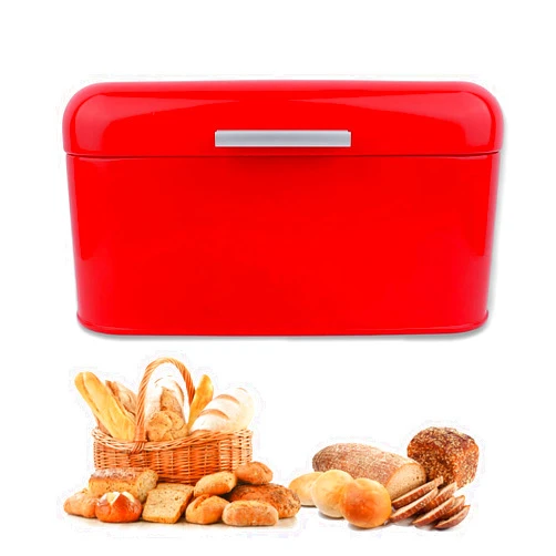 Buachois Large Bread Box,Iron Bread Box with Lid,Metal Bread Storage Bin,Bread Keeper Container,Bread Containers Storage,Modern Solid Color Retro Style,for Kitchen Counter (A)