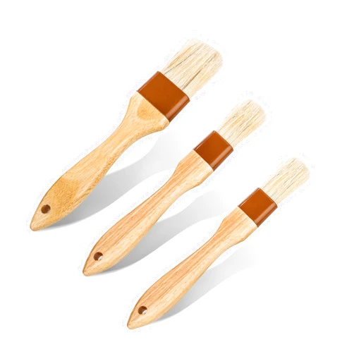 LUTER 3pcs Pastry Basting Brushes, Oil Brush for Cooking Boar Bristle Brushes BBQ Basting Brush Kitchen Baster Brushes for Oil Egg Spread Marinade Sauce (2 Small + 1 Medium)