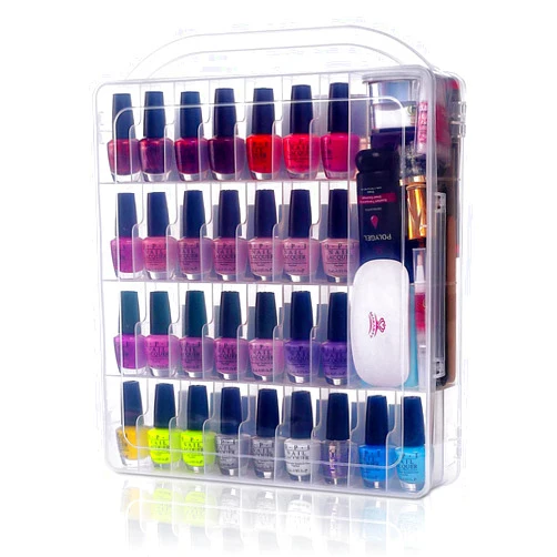 Makartt Gel Nail Polish Organizer Holder for 60 Bottles with Large Separate Compartment Universal Clear Nail Storage Travel Case Space Saver for Manicure Tools Nails Supply Displayer N-03