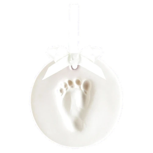 Tiny Ideas DIY No Mess Hanging Christmas Ornament Keepsake Kit, Baby Hand and Footprint Keepsake, Classic Nursery Decor, Ideal Gender Neutral Gift, Baby's First Christmas, White