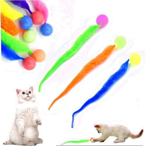 Generic Tapered Jiggle Ball for Cat, 2024 New Upgrade Jiggle Balls for Cats, Bouncy Ball with Tail Cat Toys, Cat Chaser Toy Promotes Exercise and Strengthens Bond (Blue+Green+Orange)