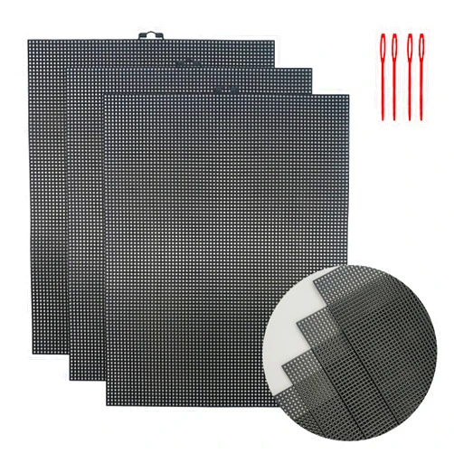 CHWANG 3 Pieces Black Plastic Mesh Canvas Sheets,7 Count Plastic Mesh for Embroidery,Knit Crochet Projects, Acrylic Yarn Crafting and Make Dividers (3)