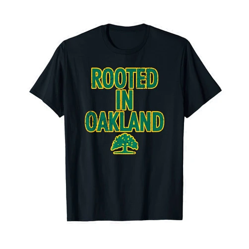 1852 OAK Oakland Tree T-Shirt - Unisex Adults, Kids - Black - Short Sleeve - Crew Neck - Classic Fit - Polyester - Machine Wash