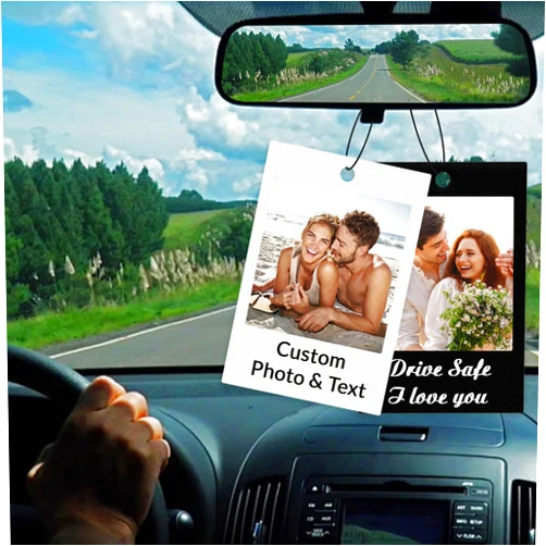 HJX Custom Air Fresheners with Picture, Double-Sided Air Freshener for Car Customized Photo Text, Personalized Meaningful Gifts for Boyfriend (White Style)