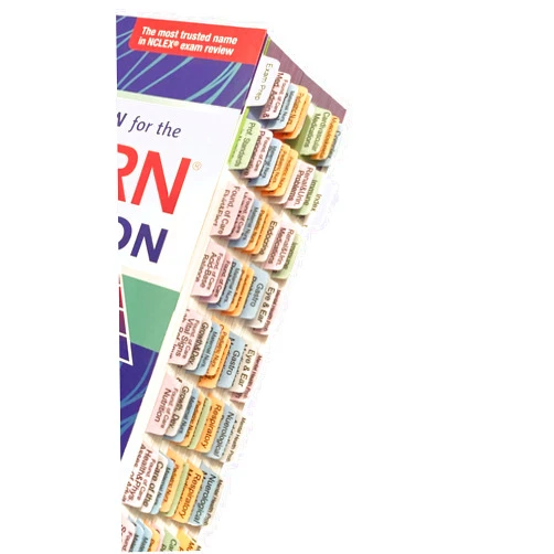 Bova Books Book Tabs for Saunders Comprehensive Review for The NCLEX-RN® Examination 9th Edition. Laminated, Color-Coded, and Repositionable (Book not Included)