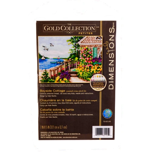 Dimensions Counted Cross Stitch Kit Gold Collection 'Bayside Cottage', 18 Count Ivory Aida, 7'' x 5''