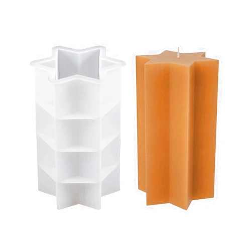 DIIOOMIEEU Star Pillar Shaped Silicone Ornament Mold Silicone Candle Molds Clay Mould Hand-Making Molds Silicone for