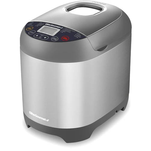 Elite Gourmet EBM8103SS Programmable Bread Maker Machine, 3 Loaf Sizes, 19 Menu Functions Gluten Free White Wheat Rye French and more, 2 Lb, Stainless Steel