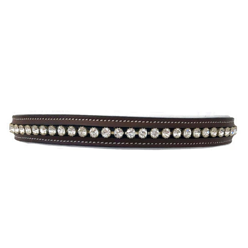 Equitem White Padded Leather English Bridle Browband with Clear Crystals