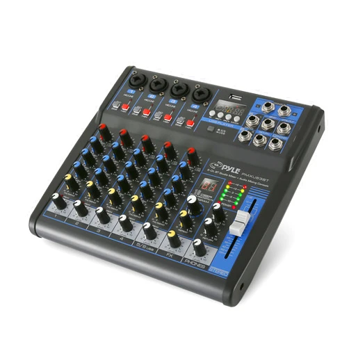 Pyle Professional Audio Mixer Sound Board Console - Desk System Interface with 6 Channel, USB, Bluetooth, Digital MP3 Computer Input, 48V Phantom Power, FX16 Bit DSP- PMXU63BT , Black
