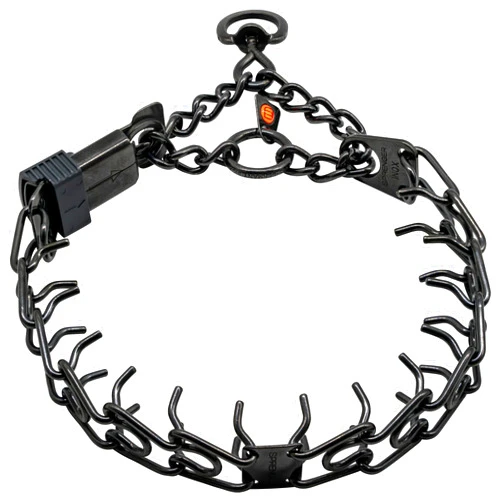 Herm Sprenger Black Stainless Steel Dog Collar with Short Links and Quick Release ClicLock Buckle Made in Germany (20in x 3.0mm (Neck Size up to 16-17in)