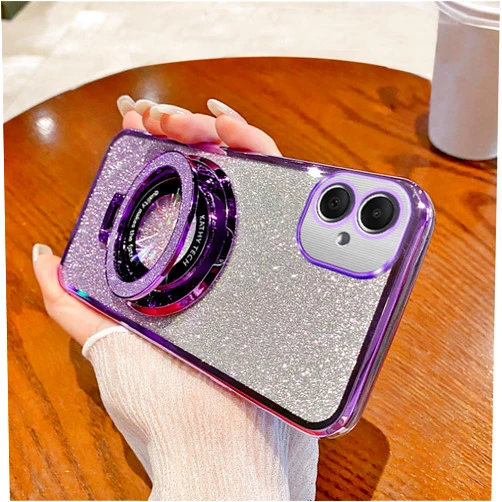 LEMAXELERS Case for Samsung Galaxy A06 Sparkly Bling Women Girls Slim Soft TPU Shockproof Phone Case with Stand Function Protector Cover for Samsung Galaxy A06, Purple DS