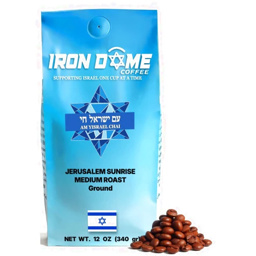 Iron Dome Coffee – Jerusalem Sunrise Whole Bean Coffee, Medium Roast – Fresh Roasted Coffee Beans – Smooth Balanced Flavor – 12oz Bag - Inspired by the Warmth and Heritage of Jerusalem