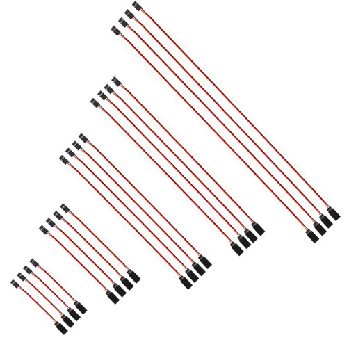 Tecunite 20 Pieces 3-pin Servo Extension Cable Wire Cord Female to Male RC Servo Extension Cord Wire Connectors for Servo Extension Connection Control Board Remote Control Parts(5 Sizes)
