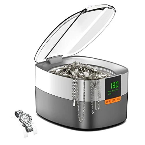 KECOOLKE Ultrasonic Jewelry Cleaner, 750ml Sonic Cleaner with Digital Timer for Eyeglasses, Rings, Coins，Silver，Denture Ultrasonic Cleaner Solution for Gifts