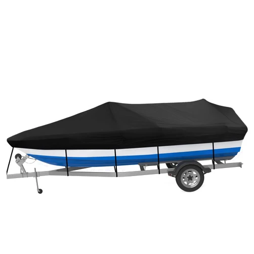 GEKMOR Bass Boat Cover, All-Weather Mooring and Trailering Boat Cover for V-Hull Runabouts Outboards and I/O Bass Boats, Fits up to 17-19ft Long and 96in Wide,Black