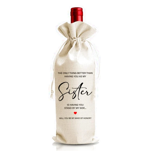 DOI-LANEE Maid of Honor or Bridesmaid or Matron of Honor Proposal Gift Wine Bag for Sister BFF Cousin Women Her, Will You Be My Maid of Honor, Wedding Marriage Gift, Bridal Shower and Party Decoration Supply