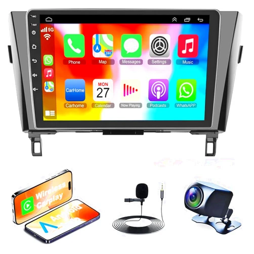 Adapter-Universe 4G+64G Android 12 Car Stereo for 2014-2018 Nissan Rogue X-Trail Qashqai,5G WiFi Rogue Radio with 10.1'' Touchscreen Head Unit,Wireless Carplay/Android Auto,GPS Navi,Bluetooth 5.2,HD Rear Camera,SWC/FM