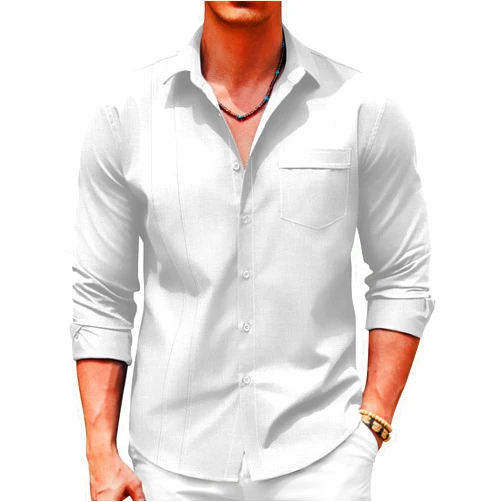 COOFANDY Mens Cuban Guayabera Shirts Casual Button Down Shirts Long Sleeve Linen Shirts Summer Beach