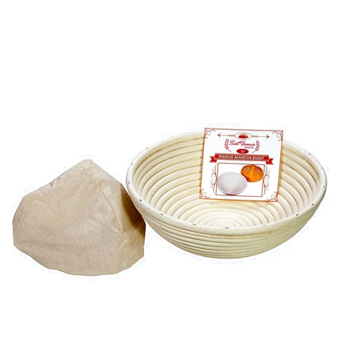 Saint Germain Bakery Premium Round Bread Banneton Basket with Liner - Perfect Brotform Proofing Basket for Making Beautiful Bread (10 inch)