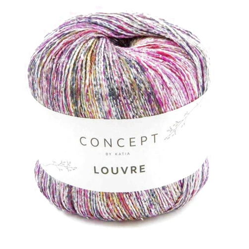 Fil Katia Viscose Yarn with Glitter Katia Louvre Colour 80, Light Summer Yarn with Glitter Thread