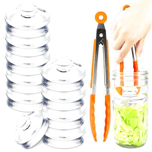 Artcome 10-Pack Glass Fermentation Weights with Easy Grip Handle and Unique Texture Design for Large Wide Mouth Mason Jars