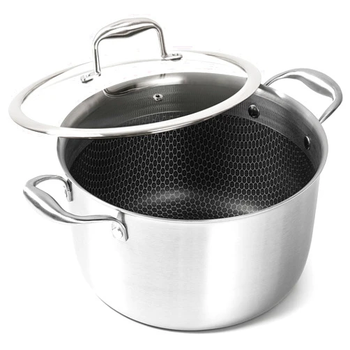 MICHELANGELO Tri-ply Stainless Steel Stock Pot, 8-Quart Stockpot with Lid, 18/10 Nonstick Cooking Pot with Honeycomb Interior, Compatible with All Cooktops