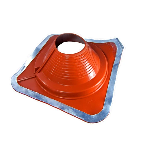 Dektite #7 (DC207REC) DEKTITE Square Base Combo Pipe Flashing Boot: RED High Temp Silicone Square Base Flexible Pipe Flashing Dektite