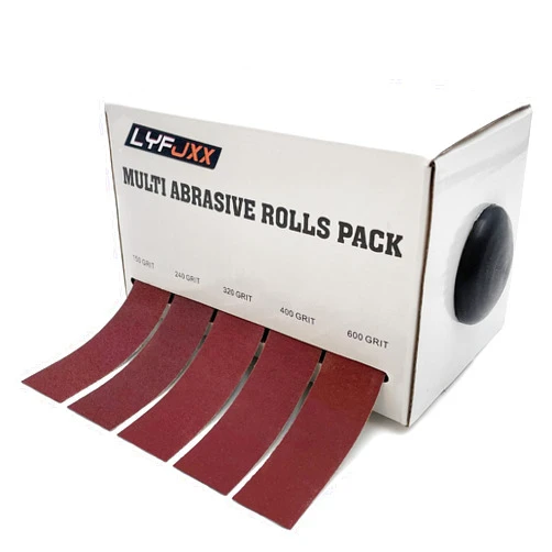 LYFJXX Emery Cloth Roll, 5 Grits Abrasive Sand Paper Set, 150 240 320 400 600 Grit Sandpaper Rolls for Wood Metal Polishing with Dispenser, Each Roll (6M)