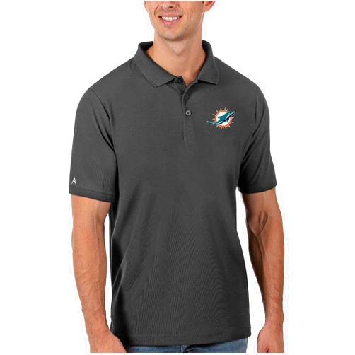 Antigua Men's Charcoal Miami Dolphins Legacy Pique Polo