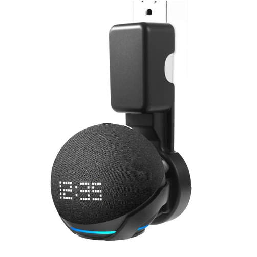FUQINTOP Wall Mount Holder for Echo Dot 5th Generation(2022 Release), Outlet Hanger for Echo Dot 5th & 4th Gen, Space-Saving Dot 5 Accessories built-in Cable Management, Black