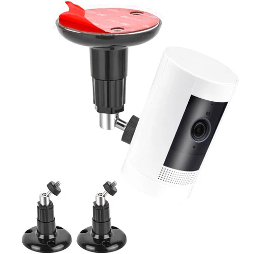 KJRIVER 2 Packs Adhesive Ring Camera Mount Stick Up Mount Holder Compatible with Outdoor Security Camera, 360° Degree Adjustable Security Mounting Bracket,Camera Not Included (Black, 2 Packs)