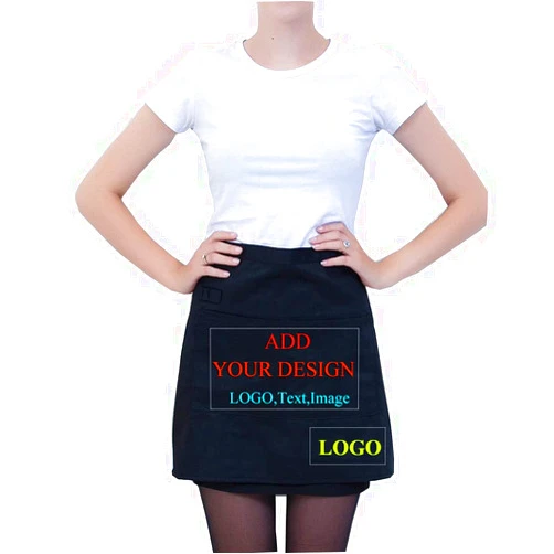 Shmimy Personalized Custom Waist Apron For Men Women Kitchen Cooking Aprons Customized with Pockets Name Text Logo Picture