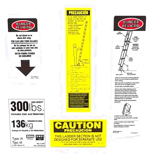 Werner 300 LB Fiberglass Extension Ladder Label Kits (Pack of 6)