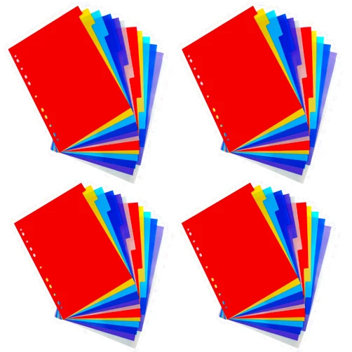 Prudiut 48 Tab Binder Dividers 3 Ring Plastic Binder Dividers with Tabs, Multicolor Notebook Dividers for 2/3/4/11 Ring Binders, Letter Size (8.2×11.6 Inch)