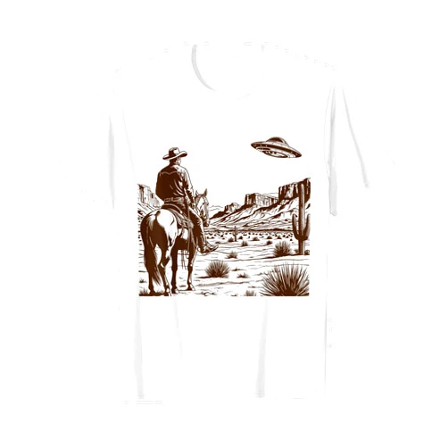 Bhgytec Ufo Western Retro Vintage Cowboy T-Shirt