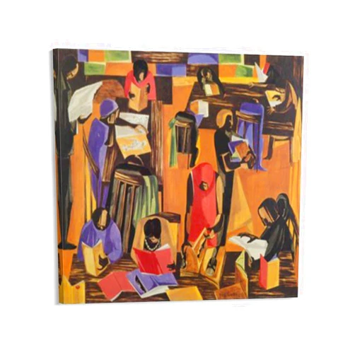 DLUCCA Jacob Lawrence The Library Painting On Canvas Wall Art Poster Scroll Picture Print Living Room Walls Decor Home Posters 12x12inch(30x30cm)