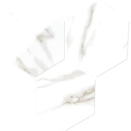 AULIGET 72 Piece Hexagon Tile Peel and Stick Backsplash, Polished White Marble Look Kitchen Backsplash Peel and Stick PVC Tiles