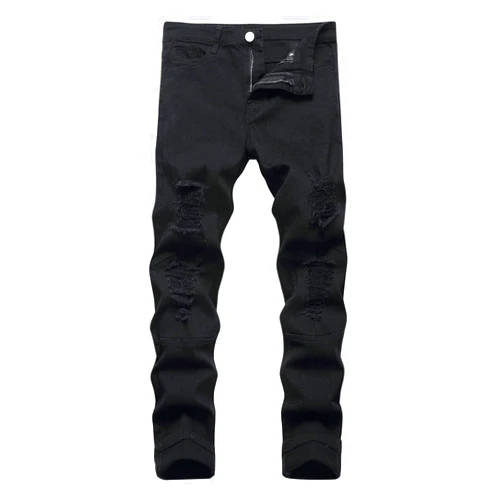 WDIRARA Men's Ripped Skinny Jeans Stretch Distressed Slim Fit Denim Pants