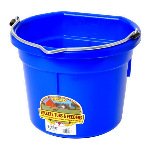 Miller Manufacturing P8FBBLUE Plastic Flat Back Bucket for Horses, 8-Quart, Blue