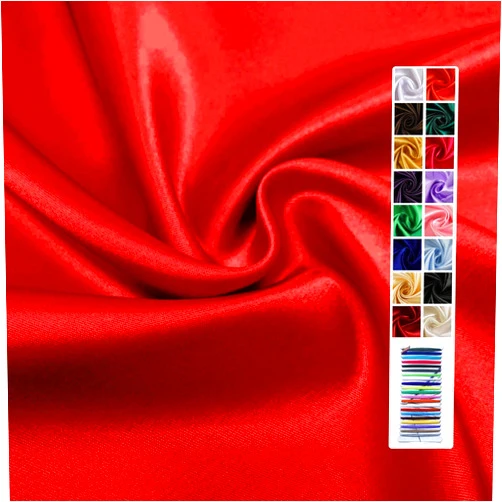 FANOMMI Red Satin Fabric 60 Inch by 1 Yards Solid Silky Charmeuse Fabrics for Wedding Decoration Table Cover DIY Dress Fashion Backdrop Crafts Support