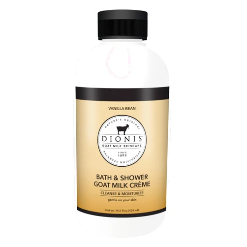 Dionis Goat Milk Skincare Vanilla Bean Bath Soap & Liquid Shower Crème, Skin Moisturizer & Hydrating Body Wash Made in The USA, Cruelty Free Shower Gel For Sensitive Skin, 14.5 oz Bottle