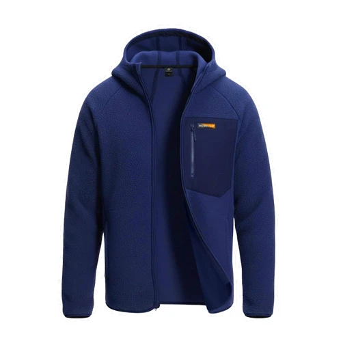 Pioneer Camp Men's Sherpa Fleece Full Zip Up Jacket with Hood Chest Pocket Winter Warm Thick Outwear Coat Hiking Climbing