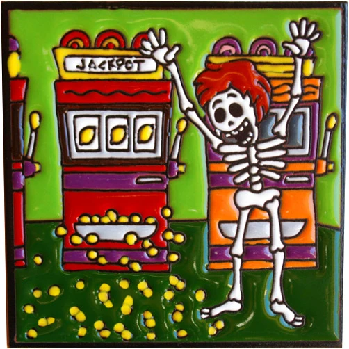 Fine Crafts Imports 6x6 Jackpot. Day-of-The-Dead Clay Tile