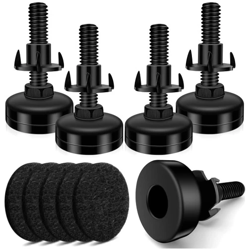 Holimax 5 Set Adjustable Furniture Leveling Feet, Adjustable Leg Levelers for Cabinets Sofa Tables Chairs Raiser, Heavy Duty Height Adjuster Furniture Levelers Foot with T- Nut Kit 3/8”-16 Thread, Black