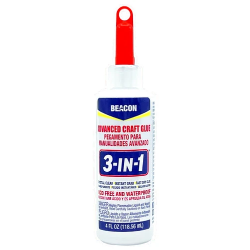 BEACON 3-in-1 Advanced Craft Glue - Fast-Drying, Crystal Clear Adhesive for Wood, Ceramics, Fabrics, and More, 4-Ounce